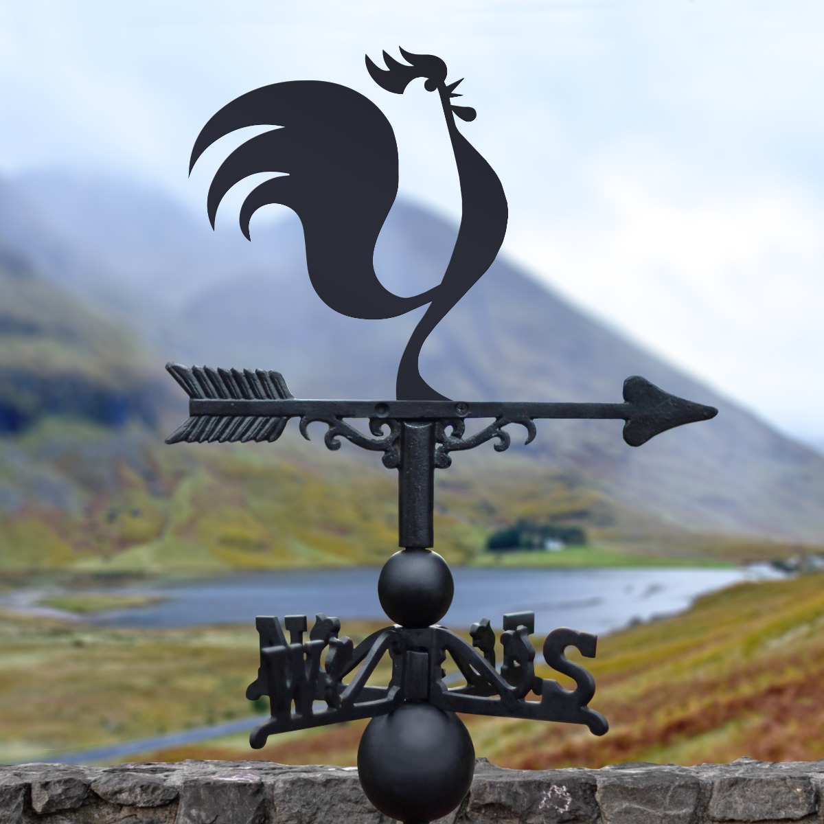 Cast Iron & Steel Modern Rooster Weathervane