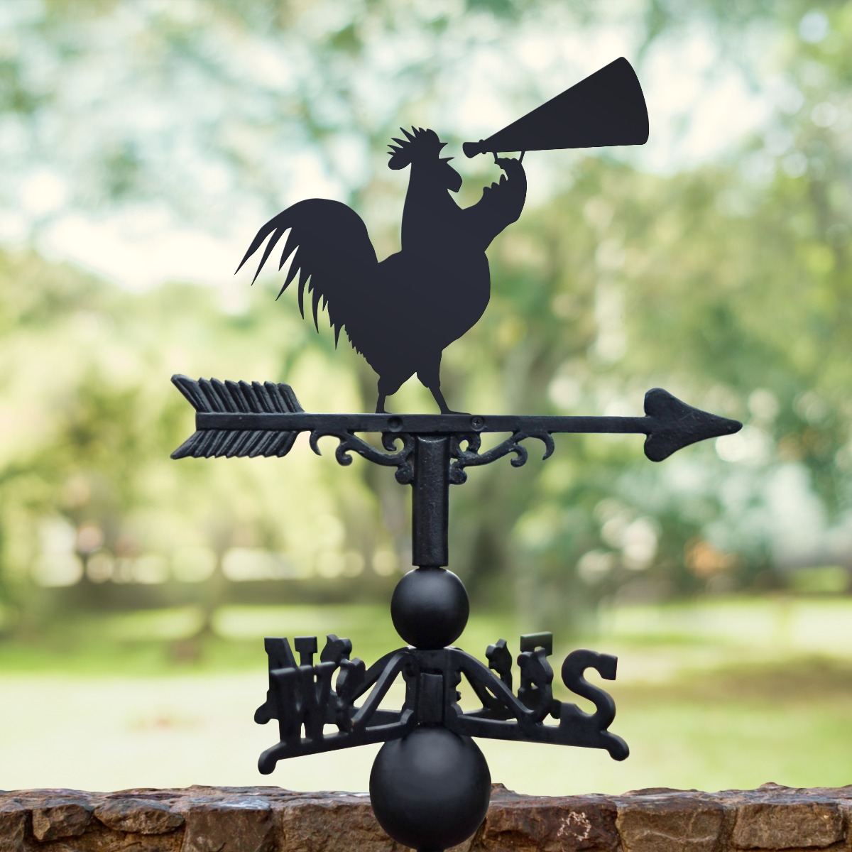 Rooster & Cone Weathervane in Black Finish