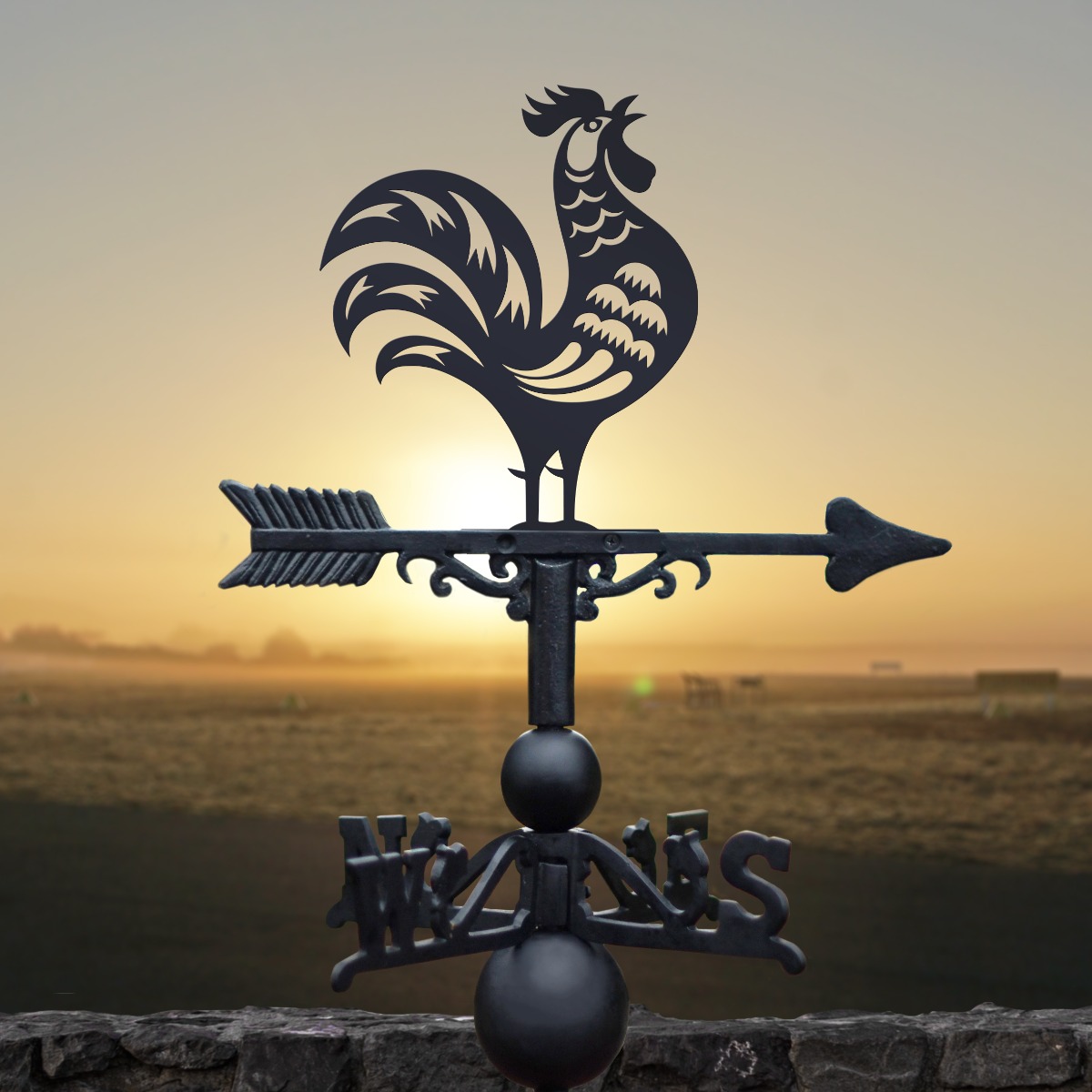 Cast Iron & Steel Chinese Rooster Weathervane