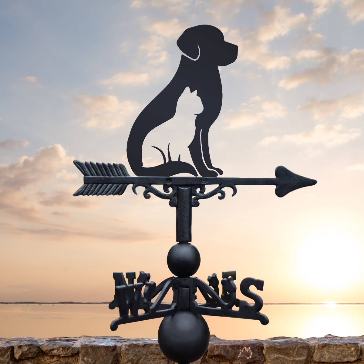 Cast Iron & Steel Cat & Dog Weathervane
