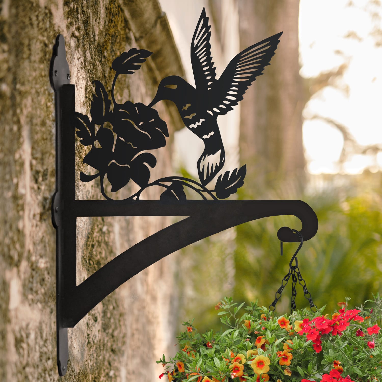 Steel Hummingbird Hanging Basket Bracket