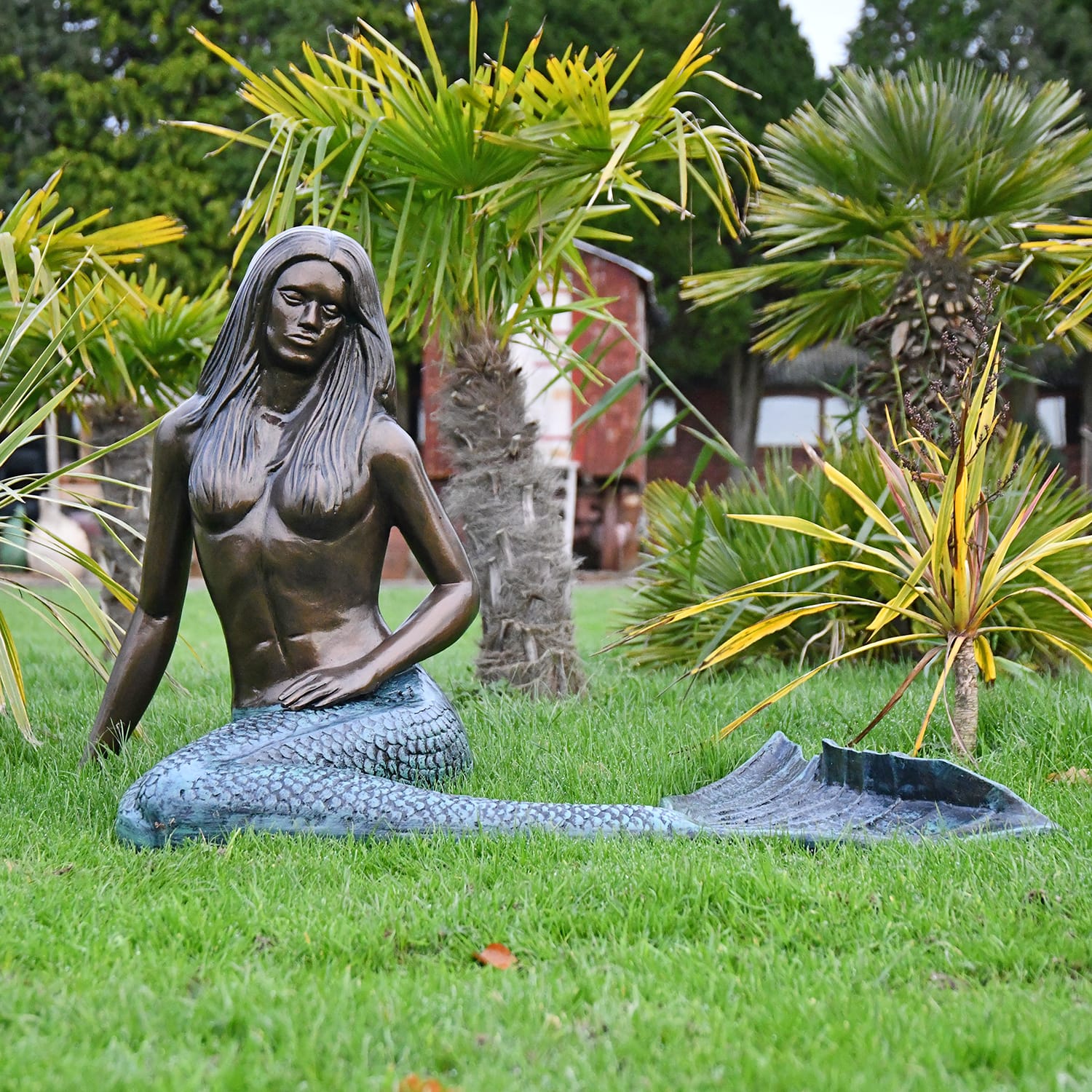 Antique Bronze Mermaid Garden Sculpture