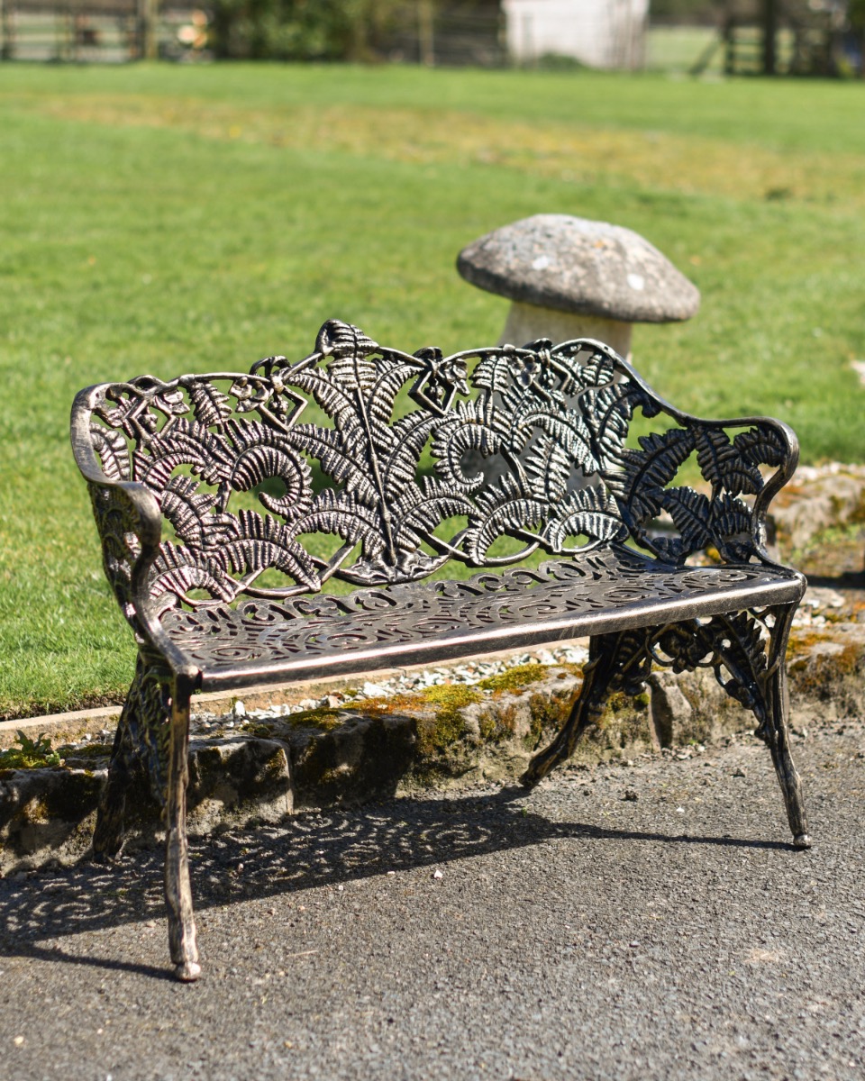 Antique Gold "Palm Leaf" Garden Bench