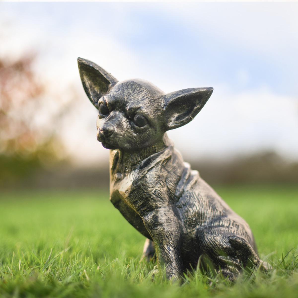 Antique 'Rocco' Gold Chihuahua Sitting Sculpture