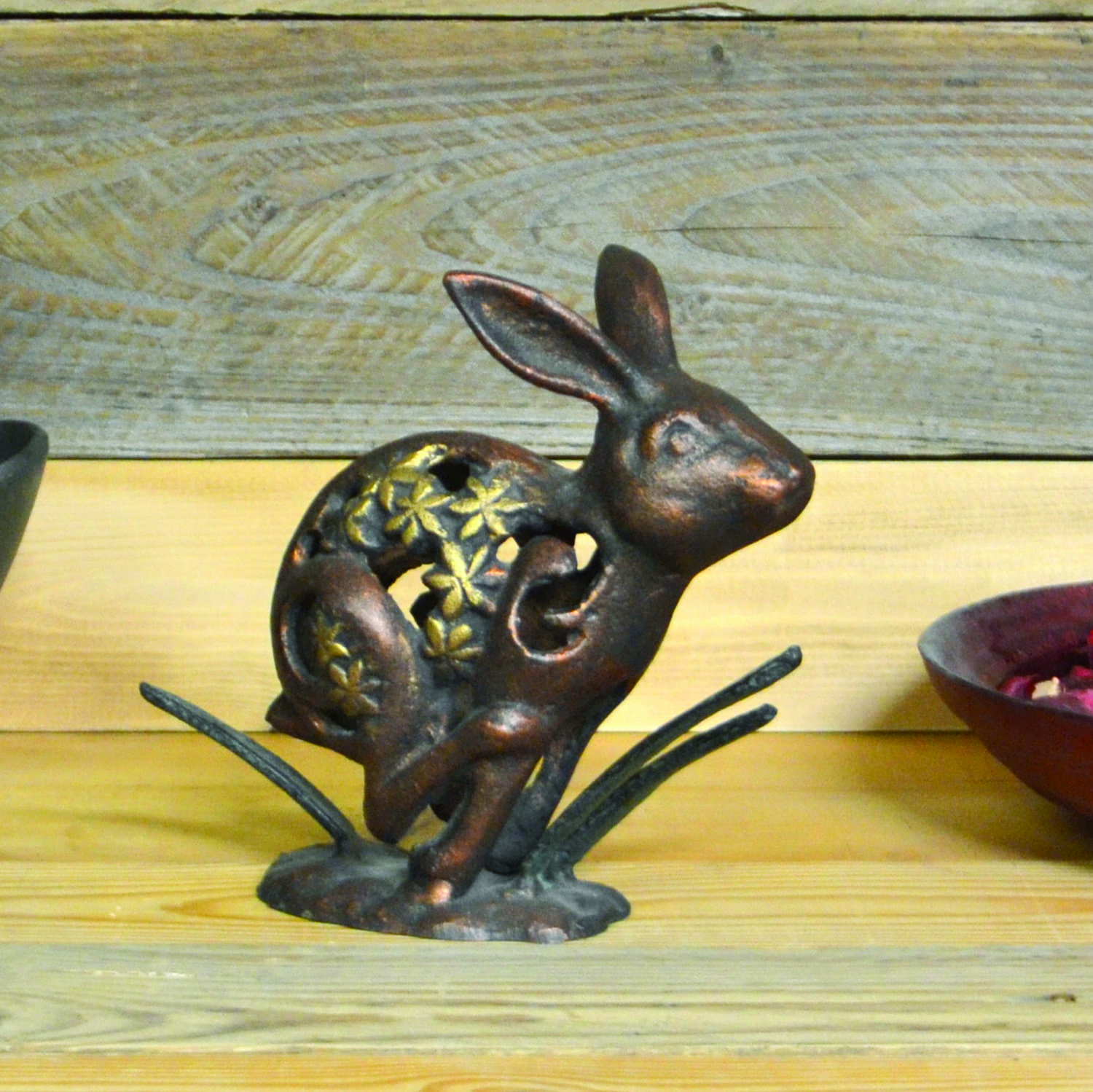 Bronze & Gold Flower Rabbit Ornament
