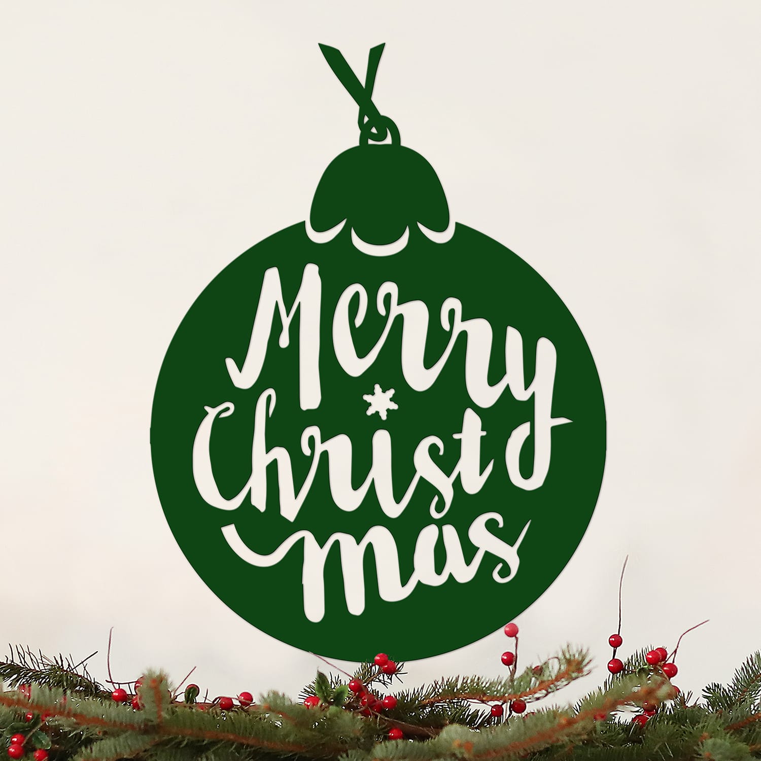 Christmas Tree Bauble Green Steel Wa…
