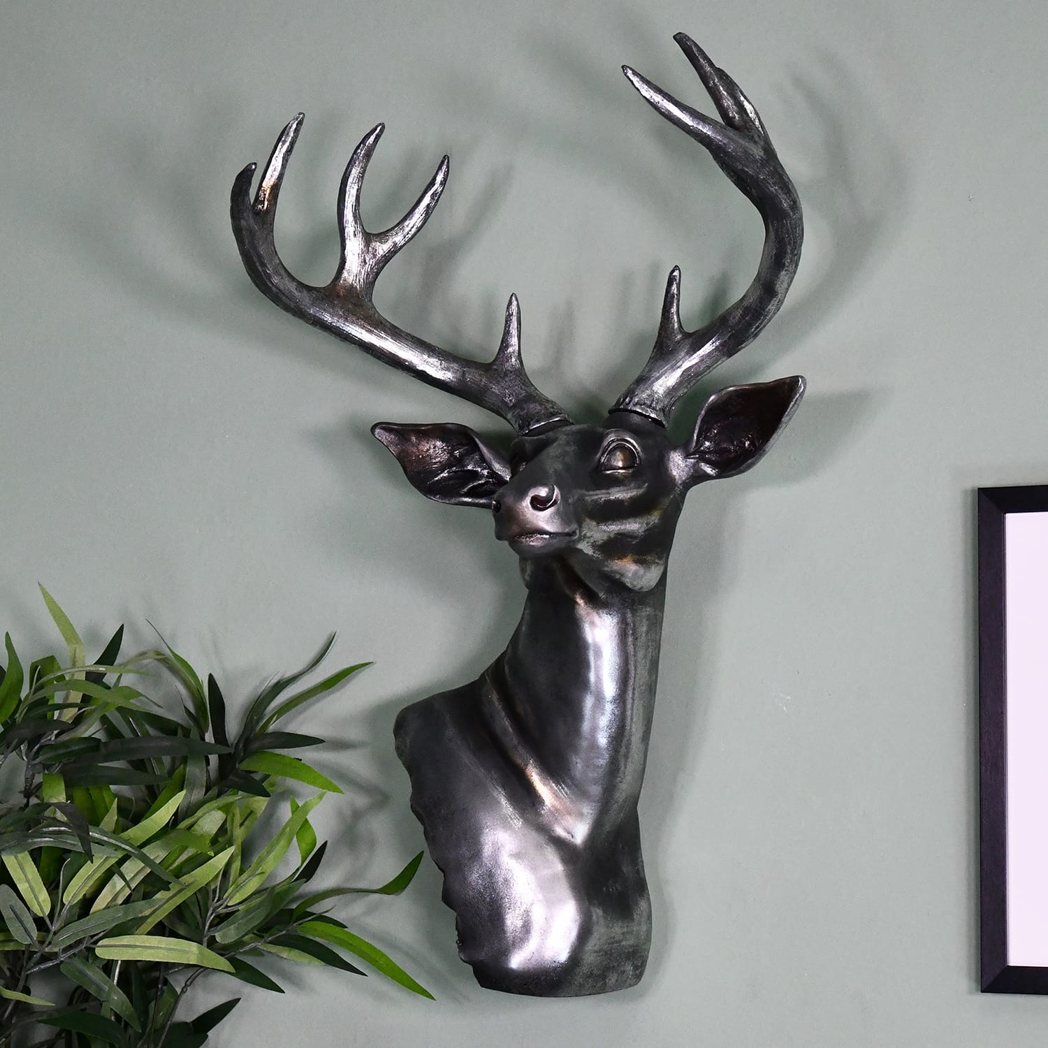 Silver Stag Wall Bust