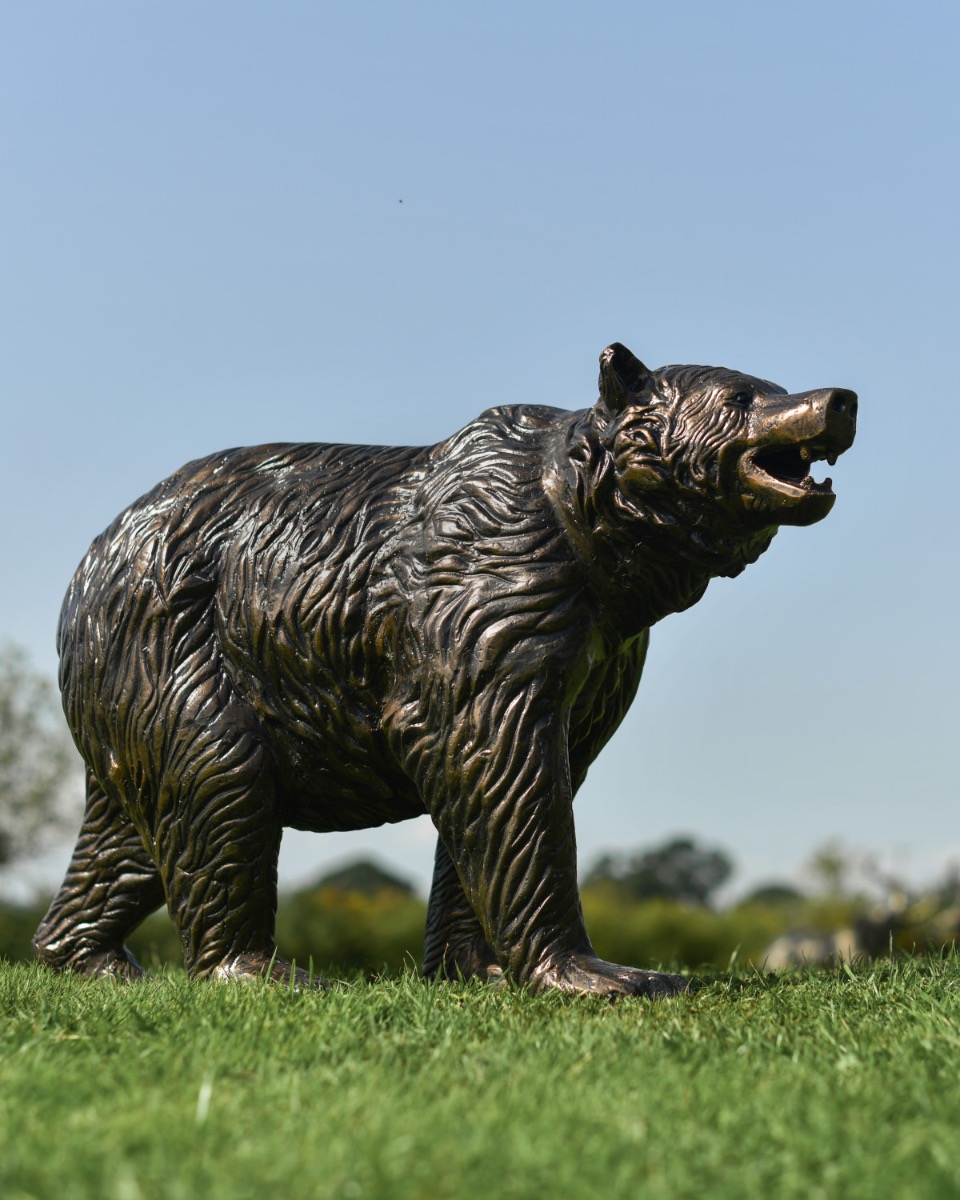 'Banjo' Grizzly Bear Antique Bronze Sculpture