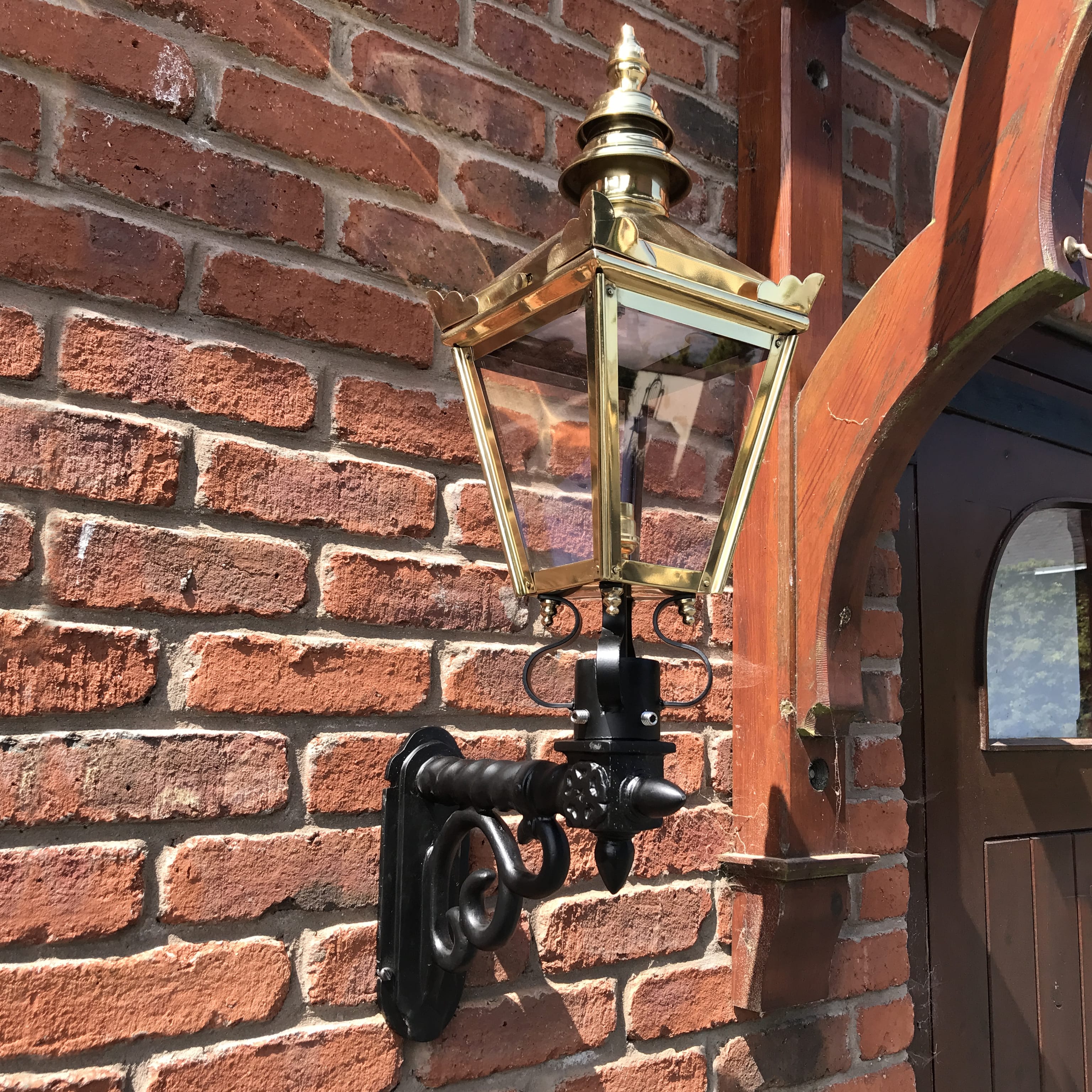 Polished Brass Kensington Wall Lantern with Bracket