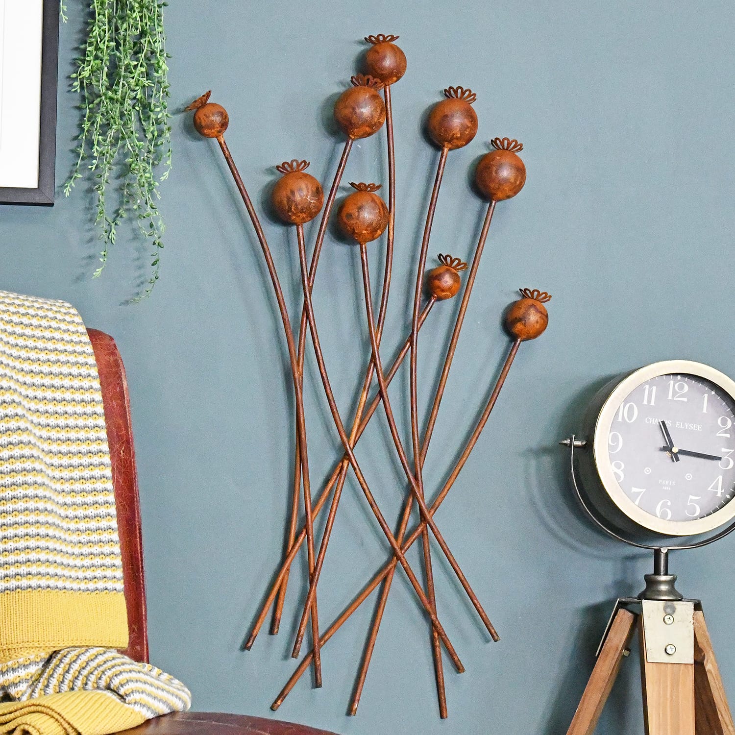 Rustic Poppy Blossoms Decorative Wall Art