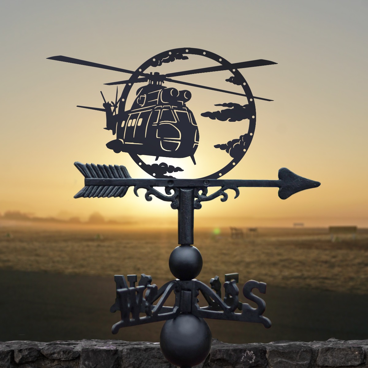 Cast Iron & Steel Puma Helicopter Weathervane