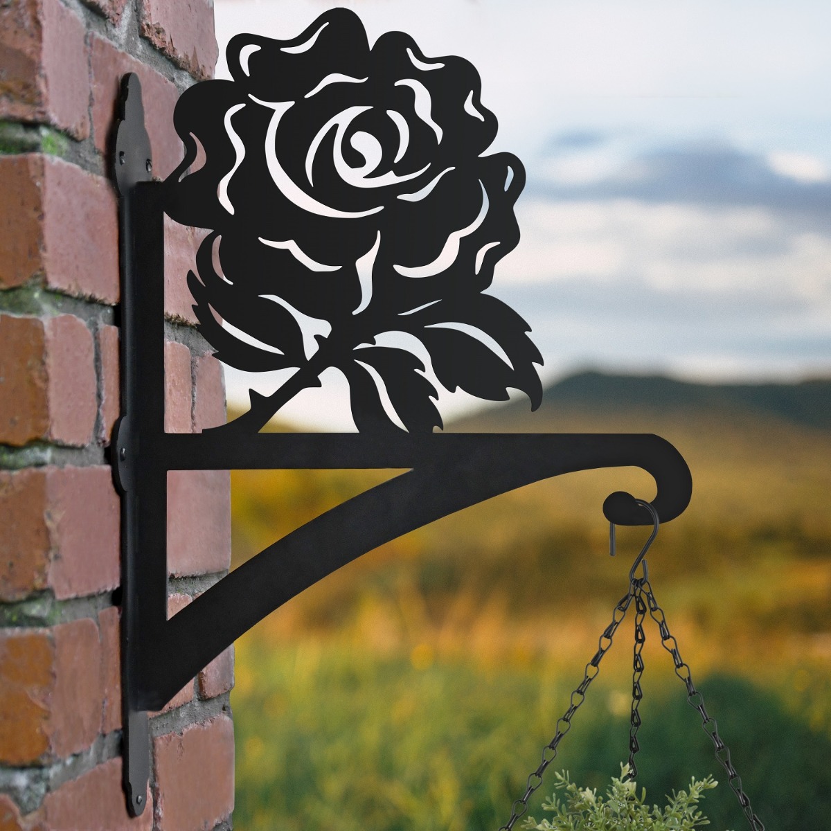 English Rose Iron Hanging Basket Bracket