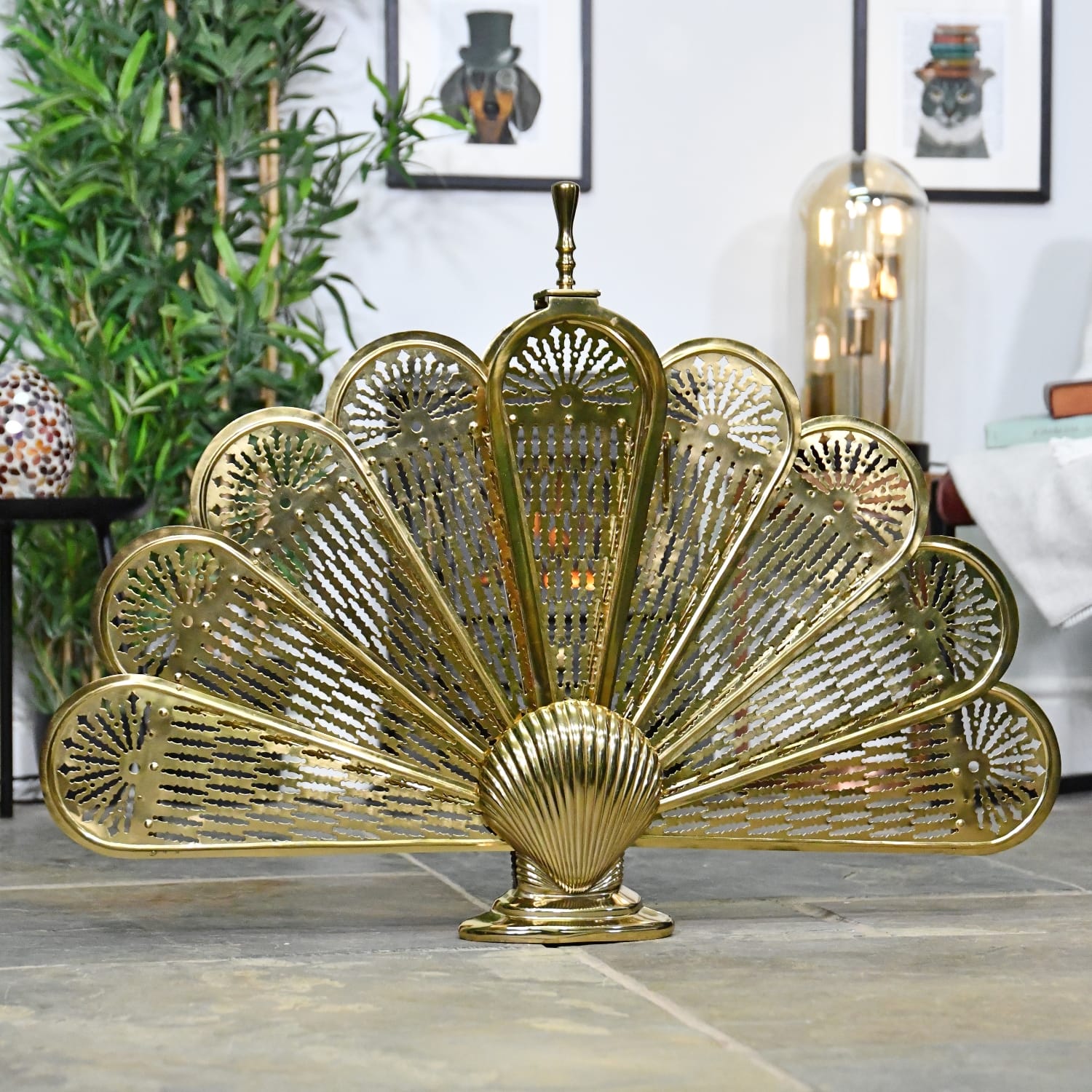Art Deco Gold Finish Fan Fireguard