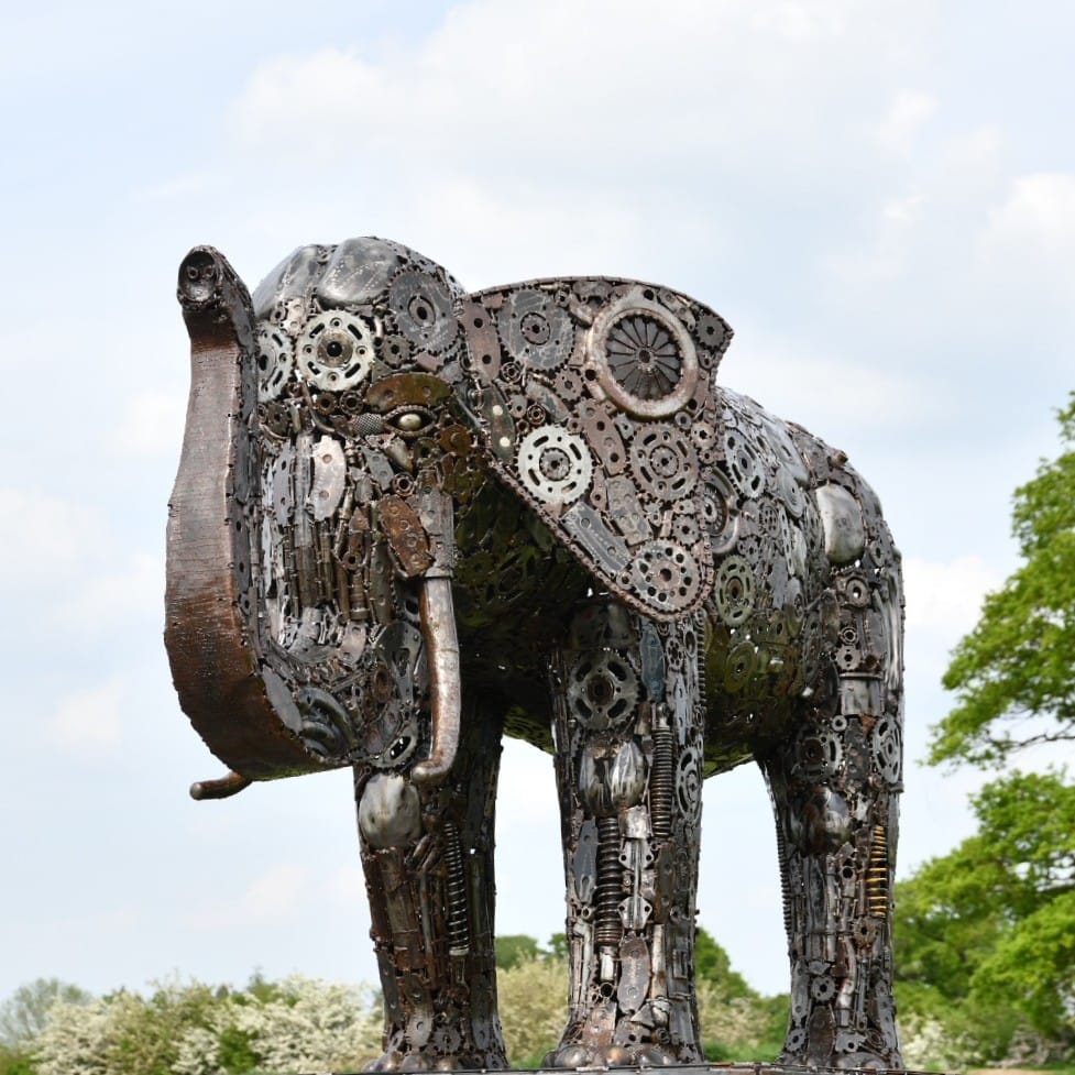 Large Recycled Metal Elephant Sculpture