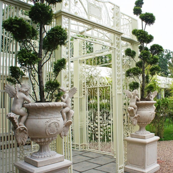 View of the Doors on the The "Royal Alexandria" Cream Iron Gazebo