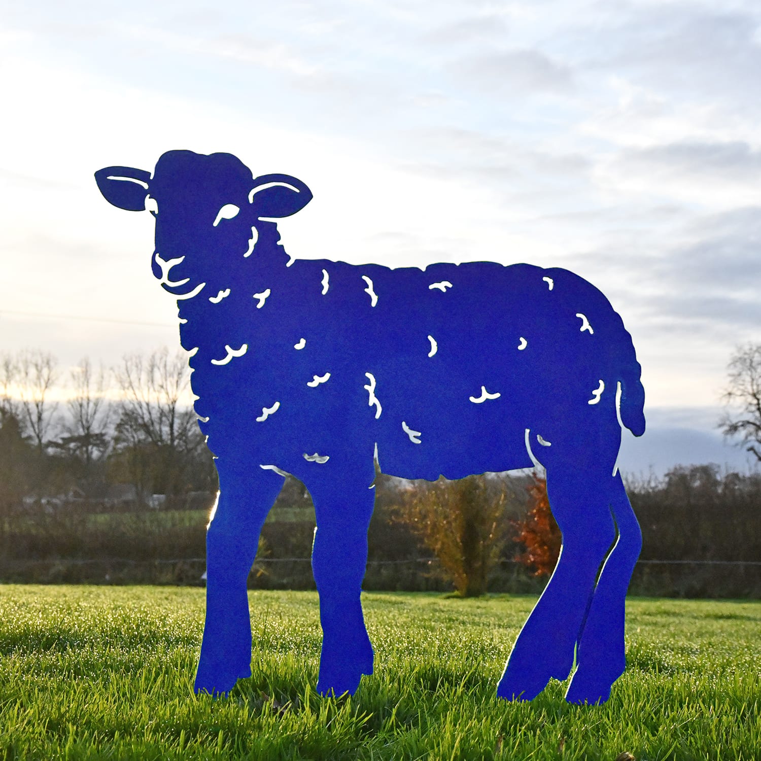 Blue Curly Lamb Iron Silhouette