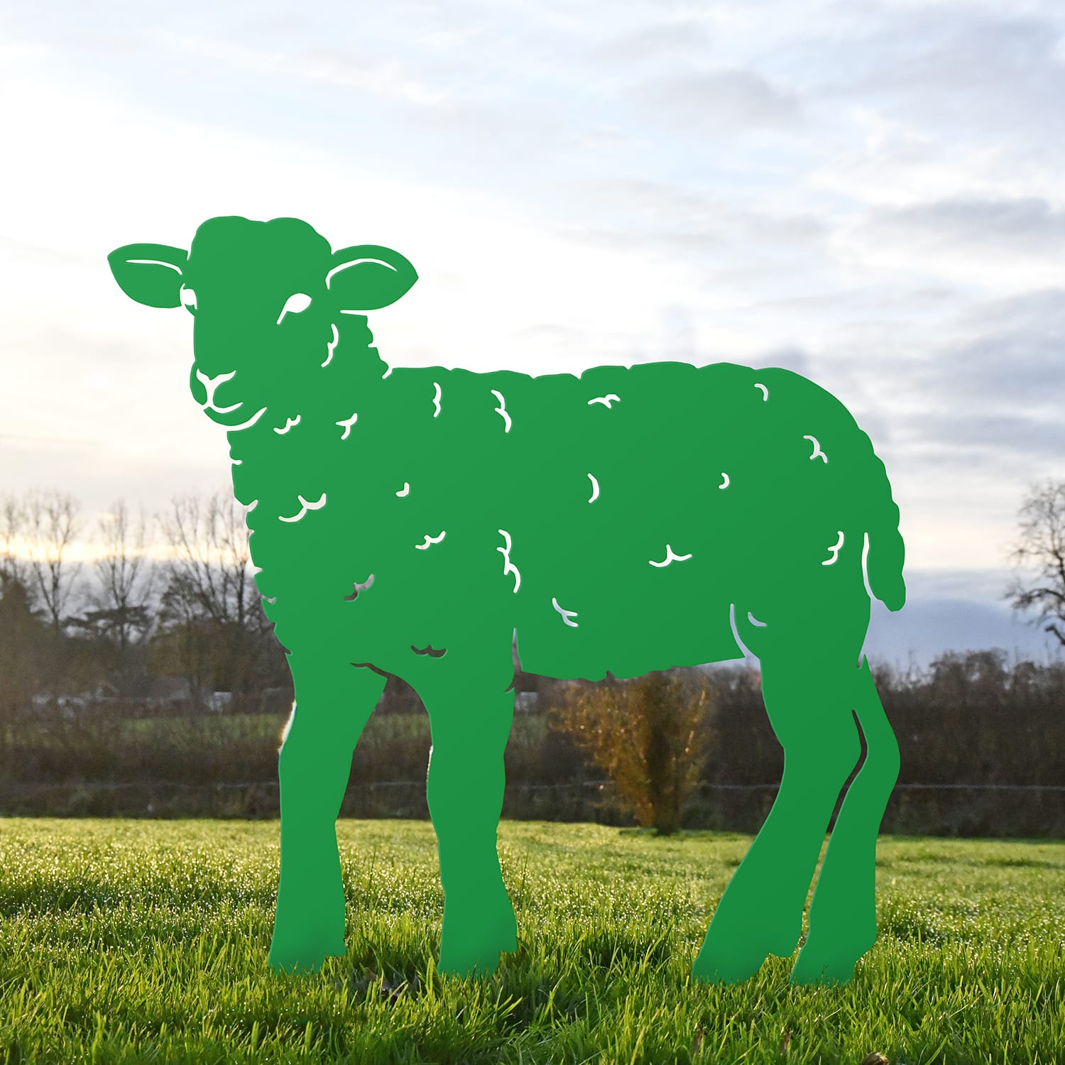 Green Curly Lamb Iron Silhouette
