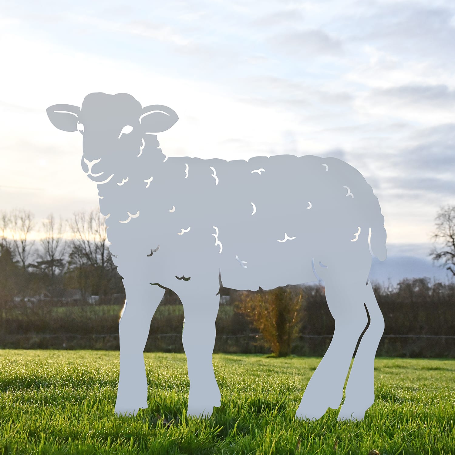 Silver Curly Lamb Iron Silhouette