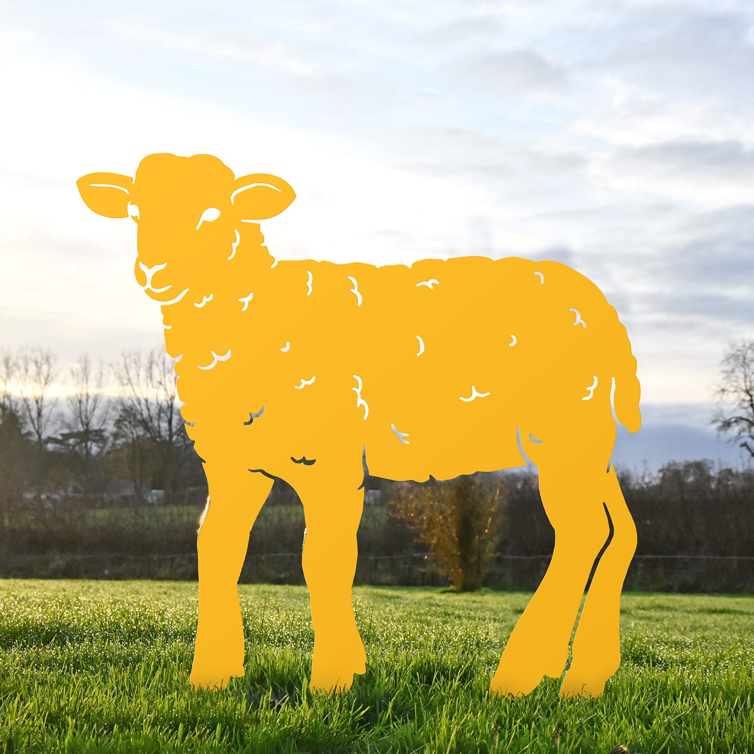 Yellow Curly Lamb Iron Silhouette