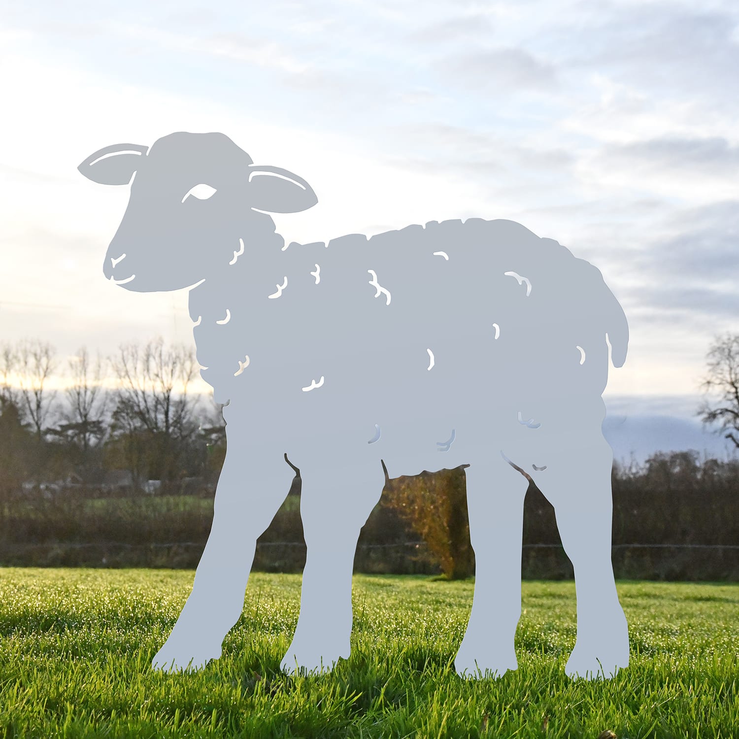 Silver Curly Lamb Iron Silhouette Looking Left