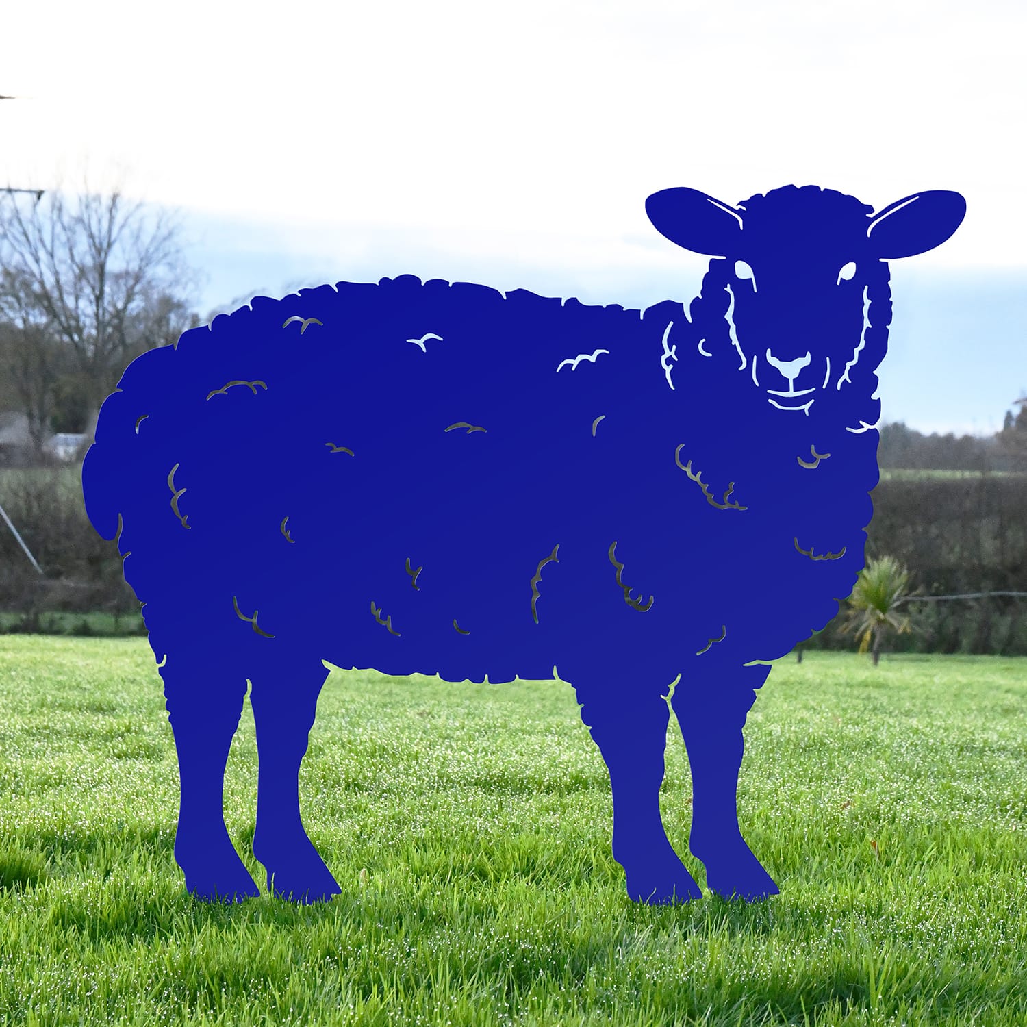 Blue Curly Sheep Iron Silhouette