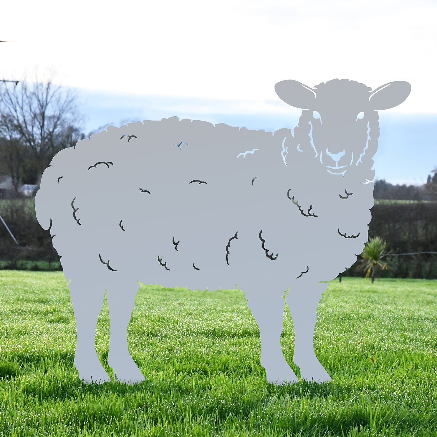 Silver Curly Sheep Iron Silhouette