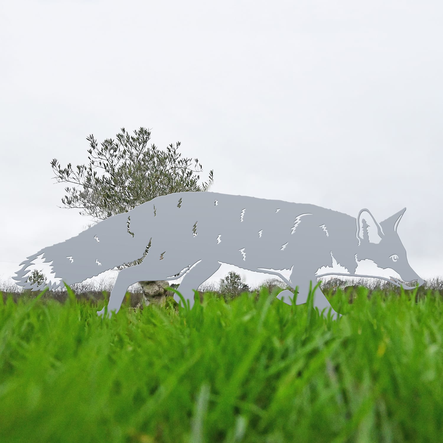 Silver Iron Silhouette Fox