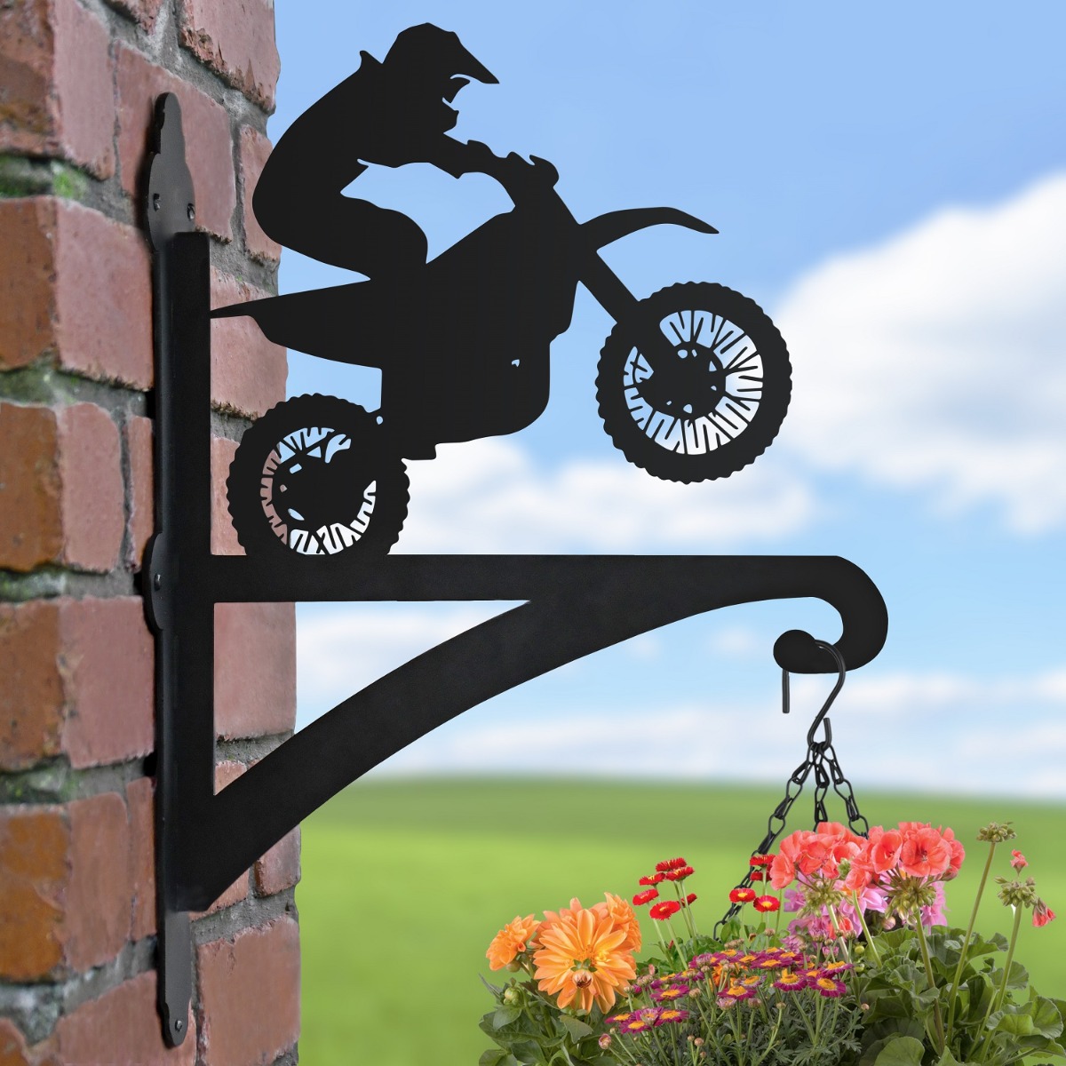 Dirt Bike Iron Hanging Basket Bracket