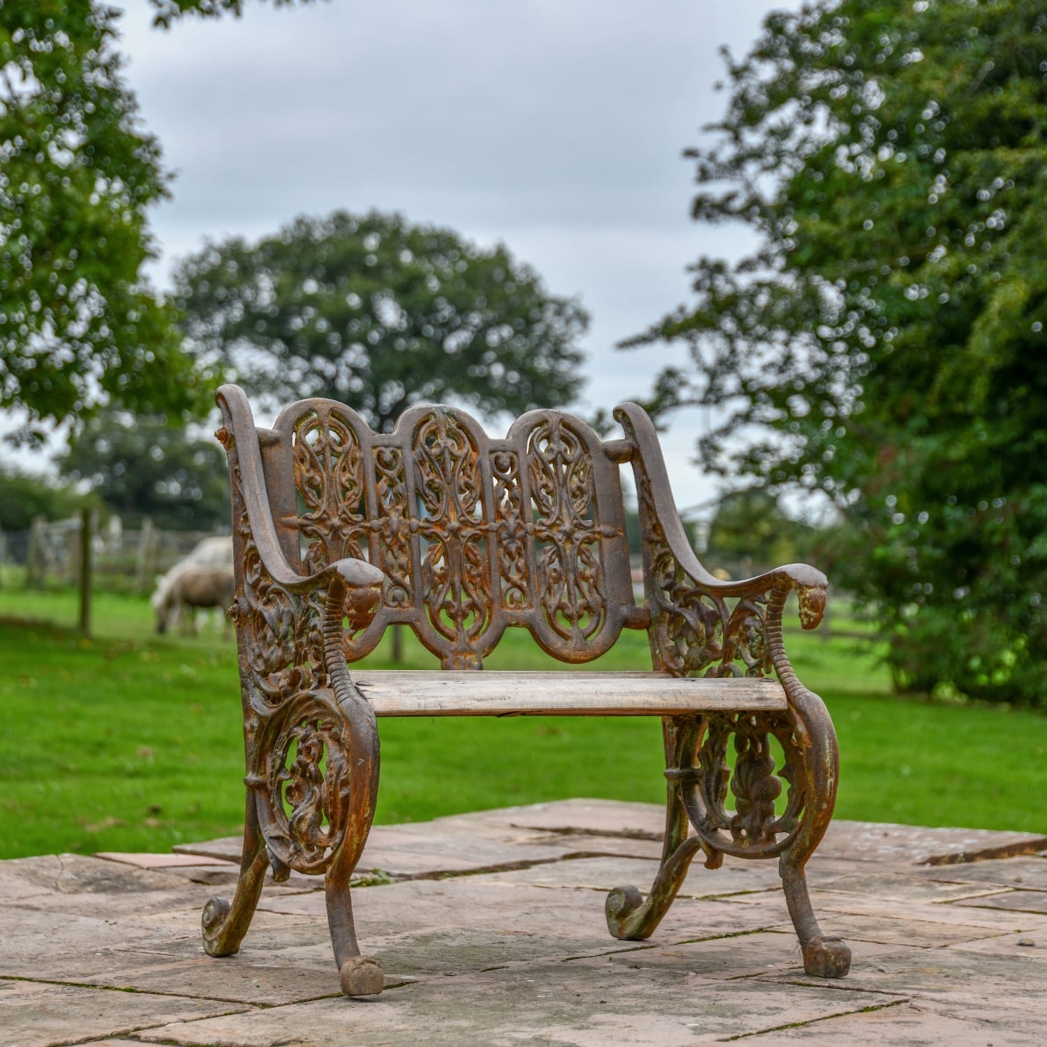 'Serpent' Rustic Cast Iron Gothic Garden Bench