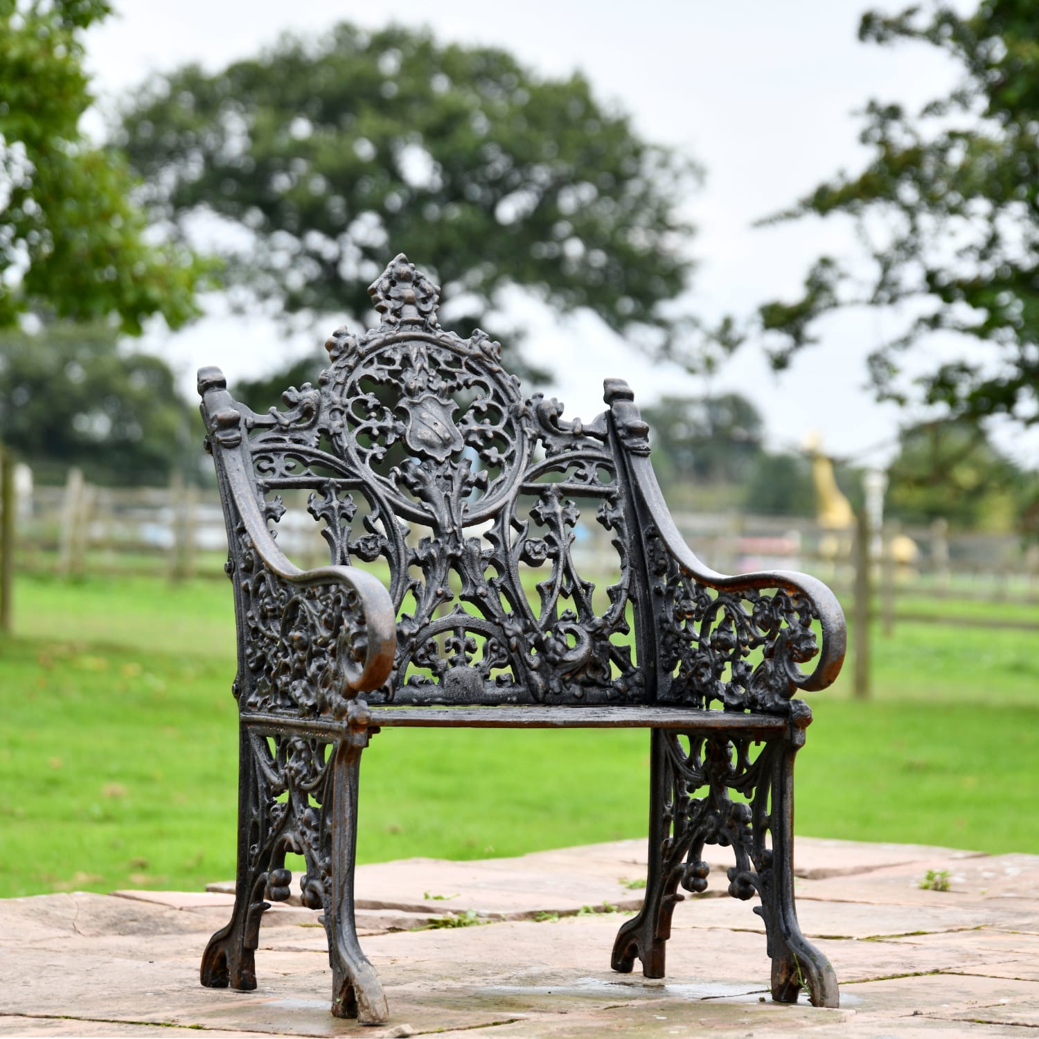 Black Cast Iron Gothic One Seat Bench