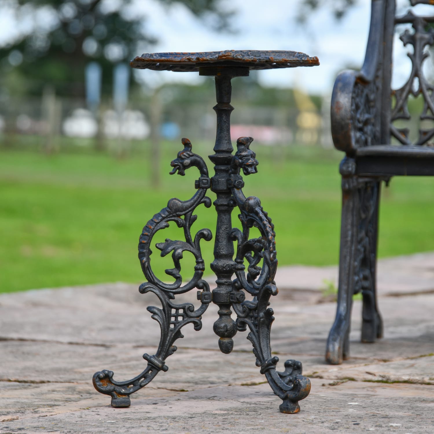Cast Iron 'Serpent' Gothic Side Table - Black