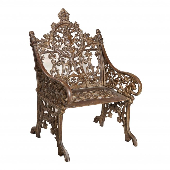 Rustic Cast Iron Gothic One Seat Bench