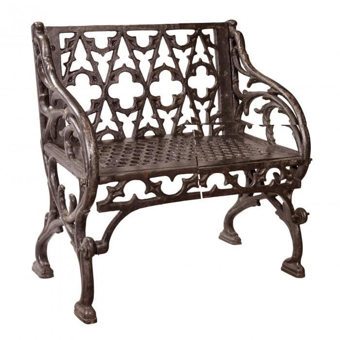 Rustic 'Quatrefoil' Victorian Cast Iron One Seat Bench