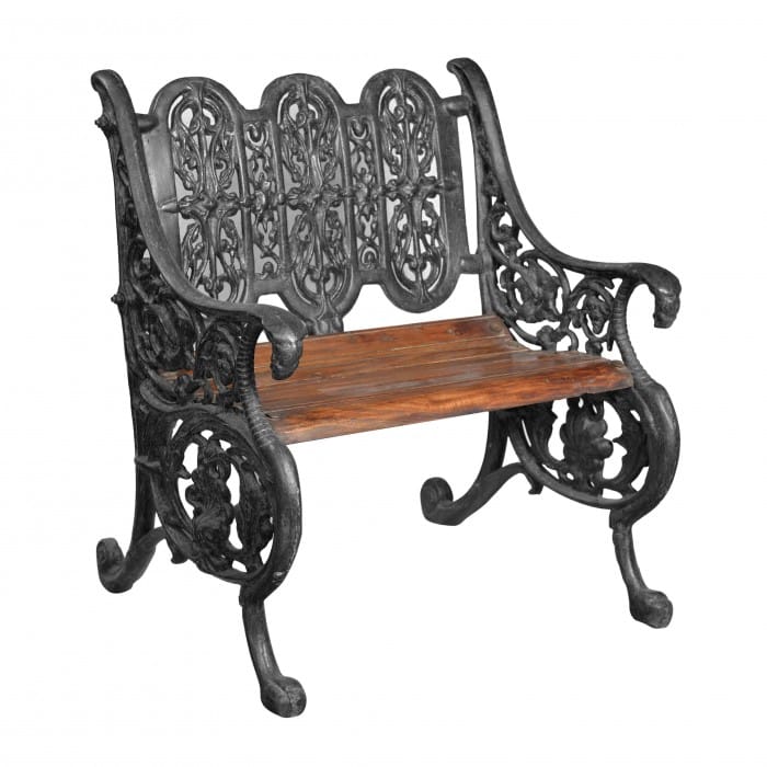 'Serpent' Black Cast Iron Gothic Garden Bench