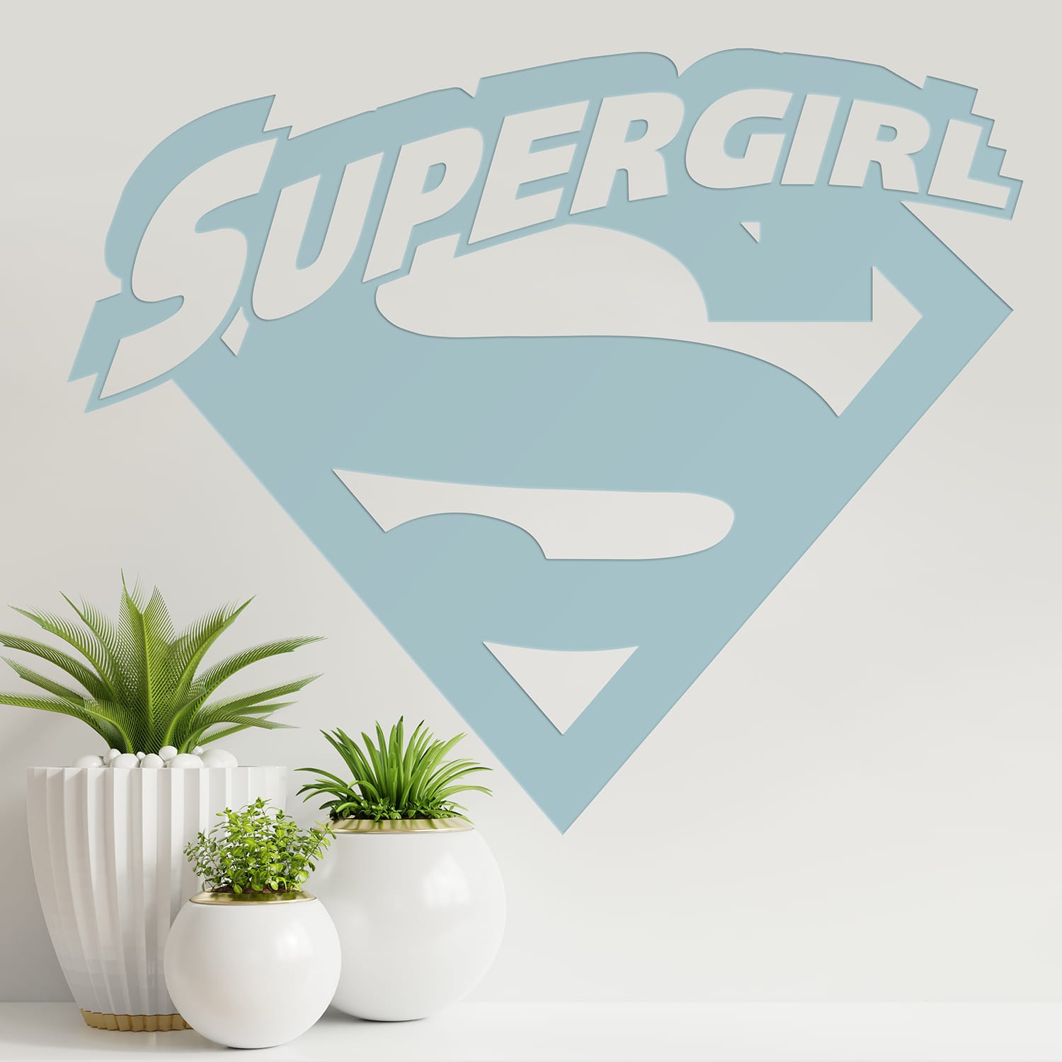 'Supergirl' Wall Art - Light Blue