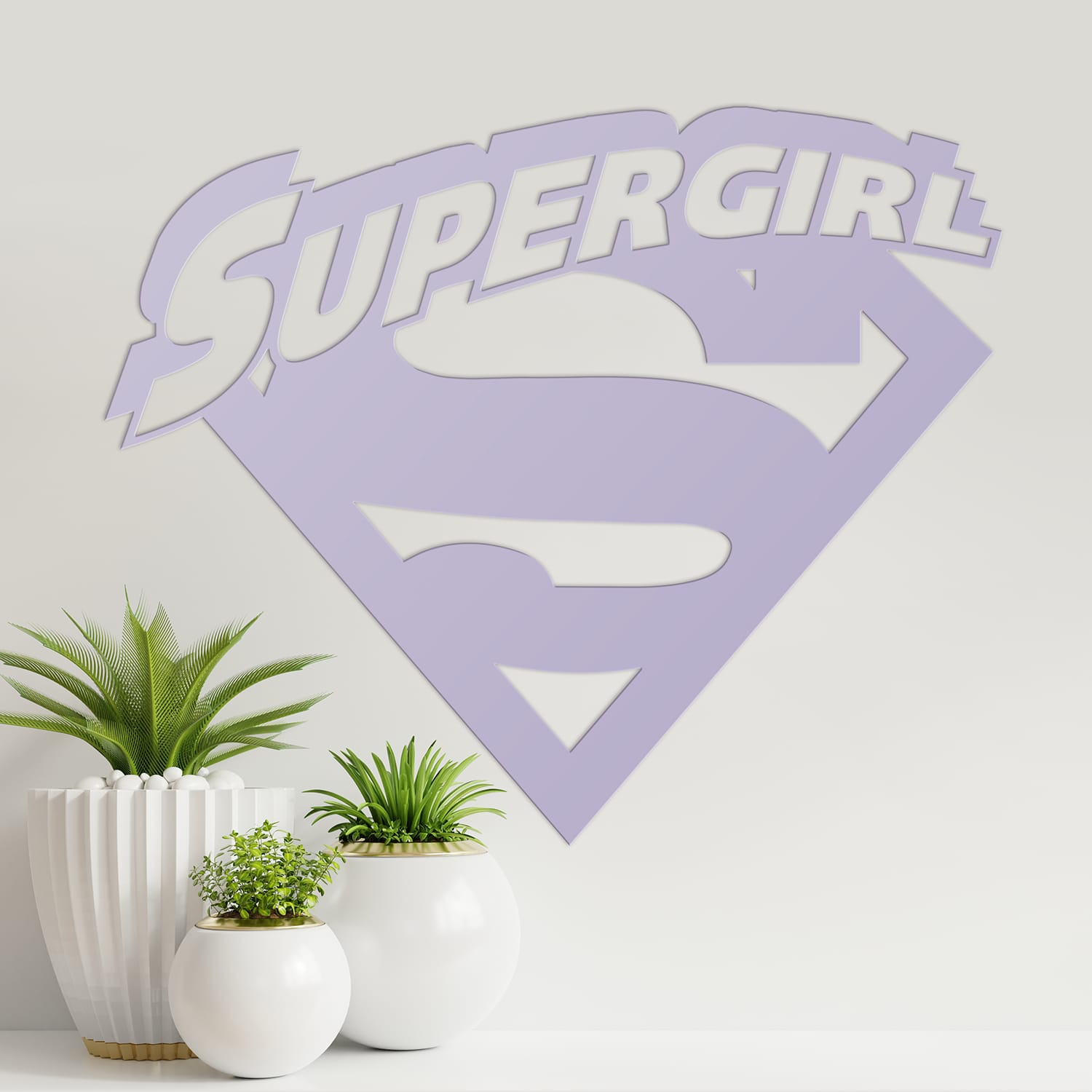 'Supergirl' Wall Art - Light Lilac