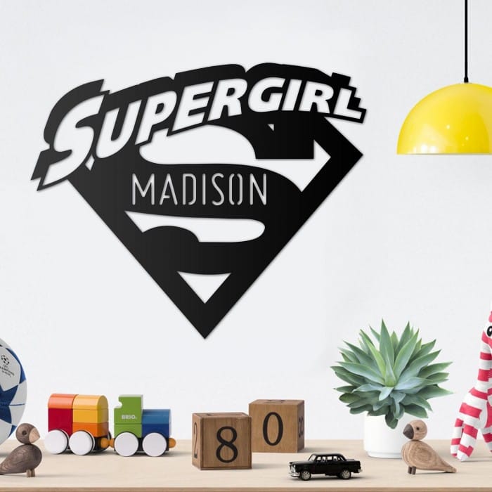 'Supergirl' Personalised Wall Art - Black
