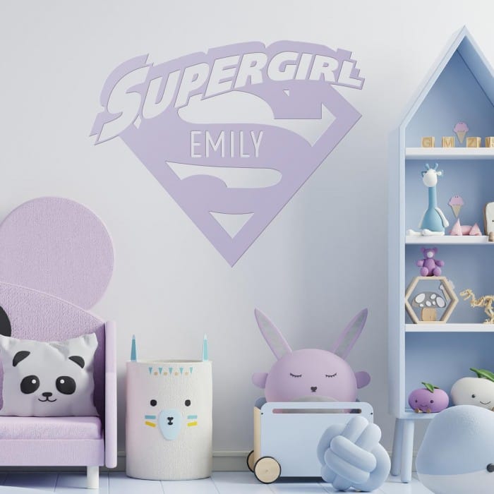 'Supergirl' Personalised Wall Art - Light Lilac