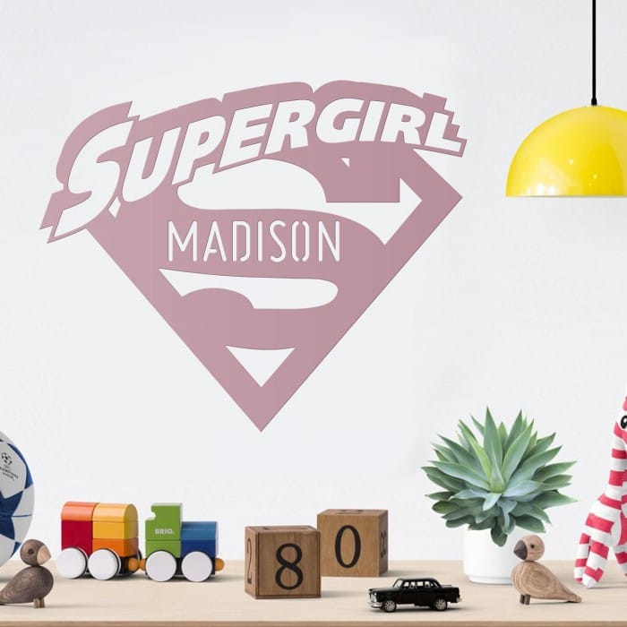 'Supergirl' Personalised Wall Art - Dusk Pink