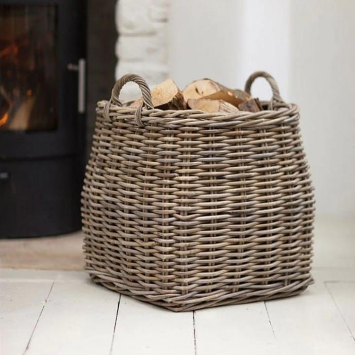 Woven Rattan Tapered Log Basket