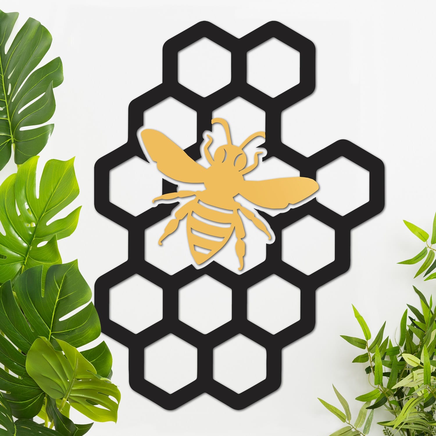 Black & Gold Bee Honeycomb Wall Art