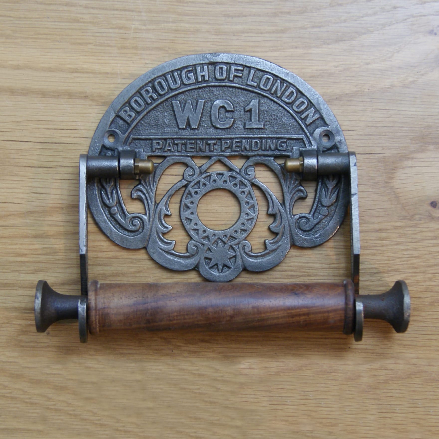 "Borough of London" Ornate Iron Toilet Roll Holder