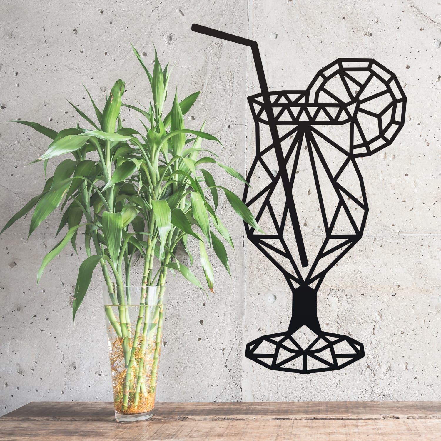 Geometric Steel Cocktail Glass Wall Art