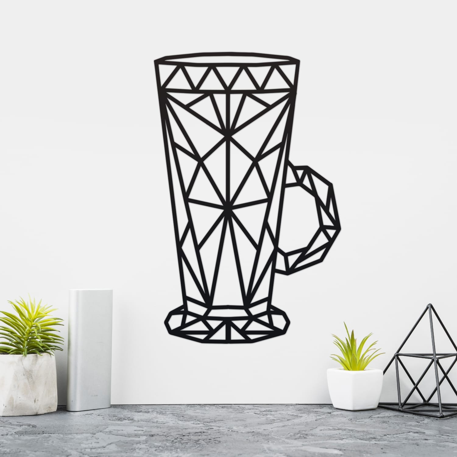 Geometric Steel Latte Glass Wall Art
