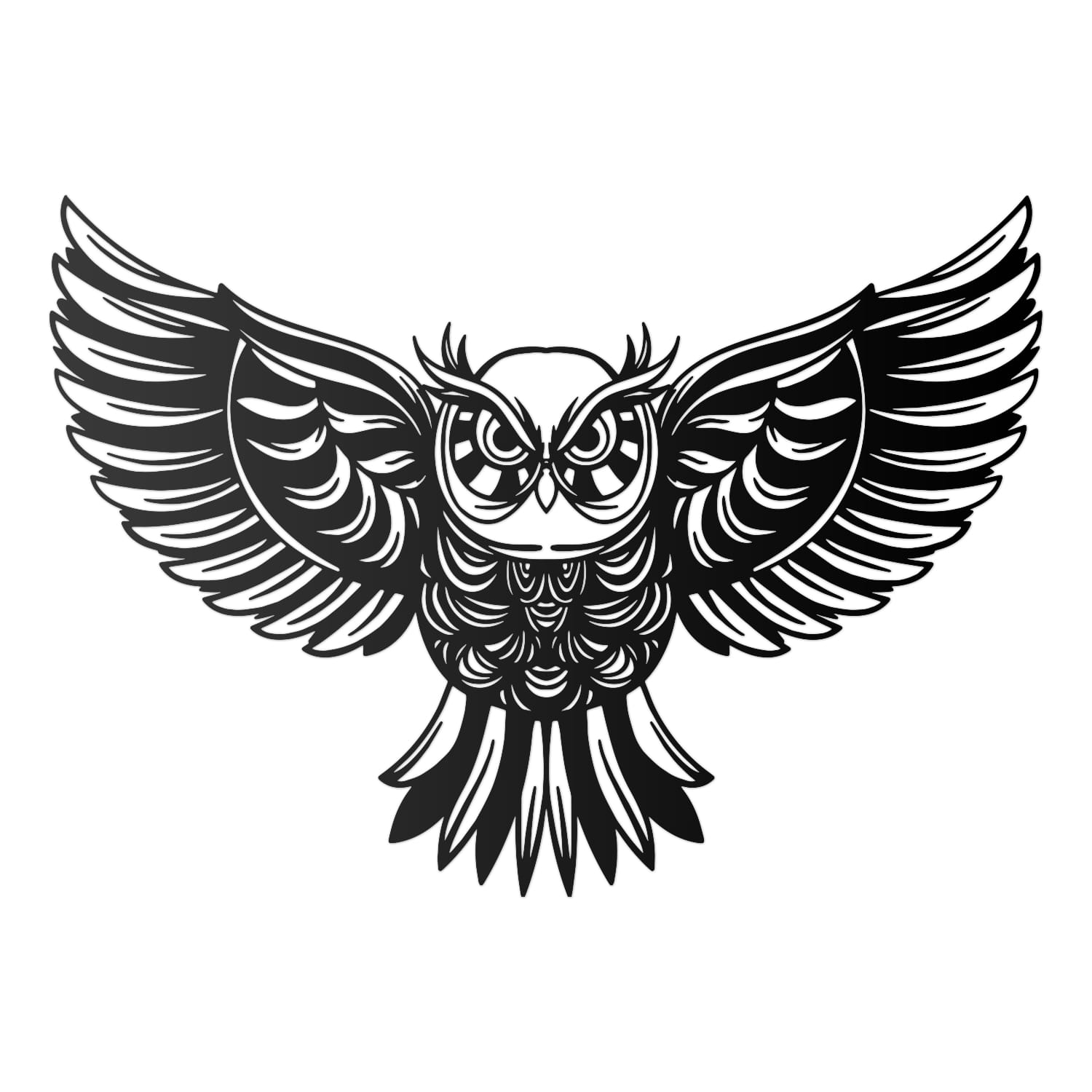 Large Black Owl Wall Art On White Background