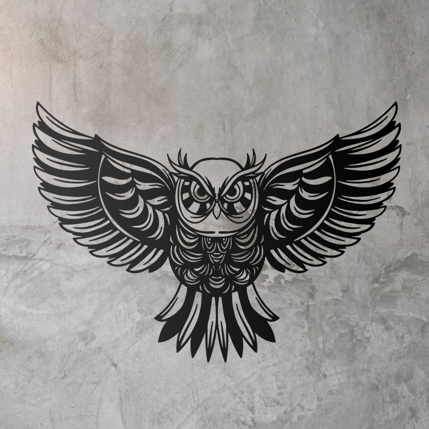 Large Black Owl Wall Art On a Rustic Background