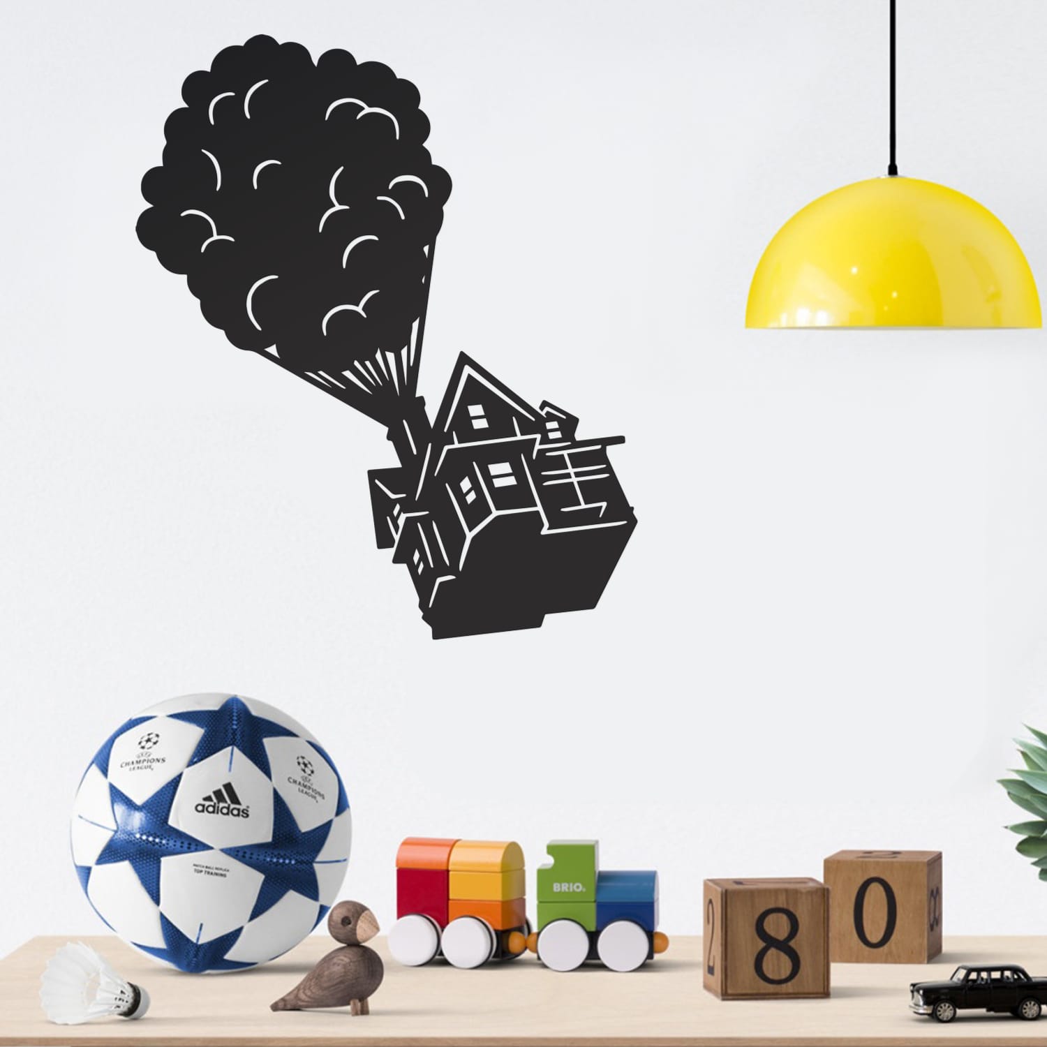 Black House With Balloons Wall Art