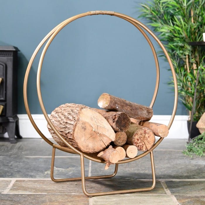 Modern Circular Log Rack & Holder in Brass - 70cm
