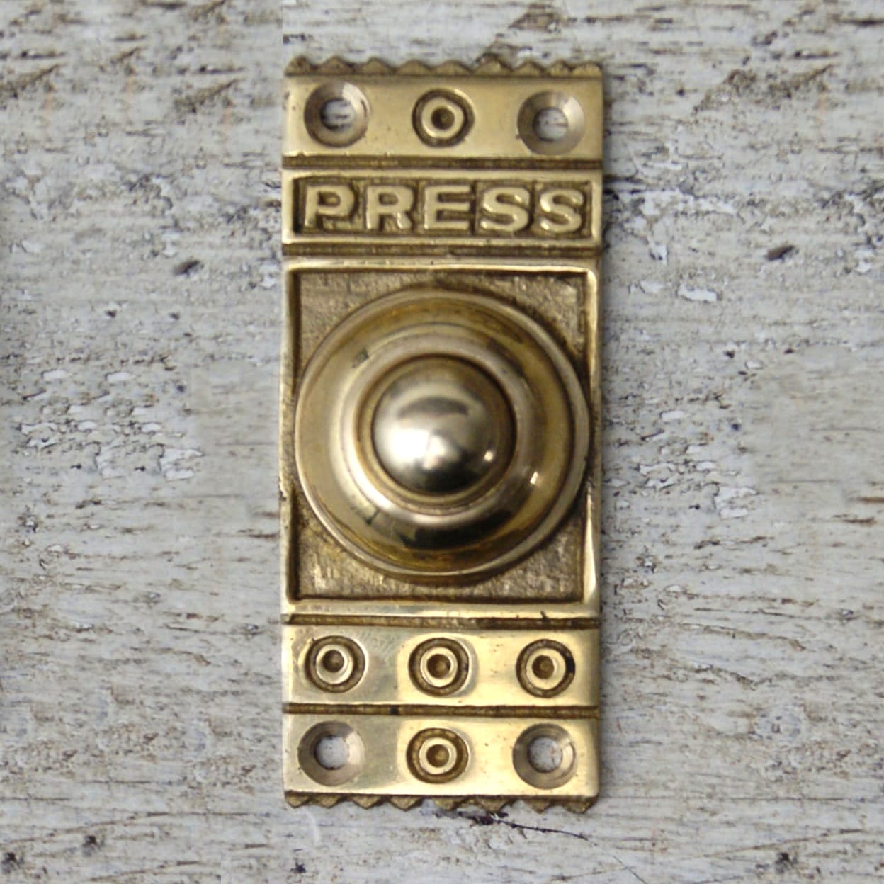 Retro "Push" Polished Brass Door Bel…