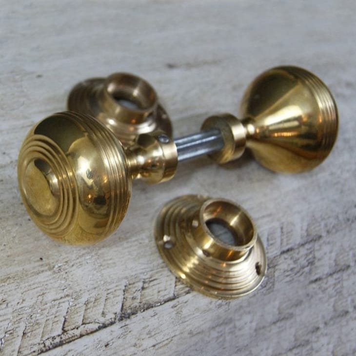 Round  Beehive Polished Brass Door Knobs - 5cm